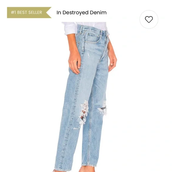 AGOLDE 90’s Mid Rise Button Fly Distressed Jeans, Size 31 - Picture 13 of 14